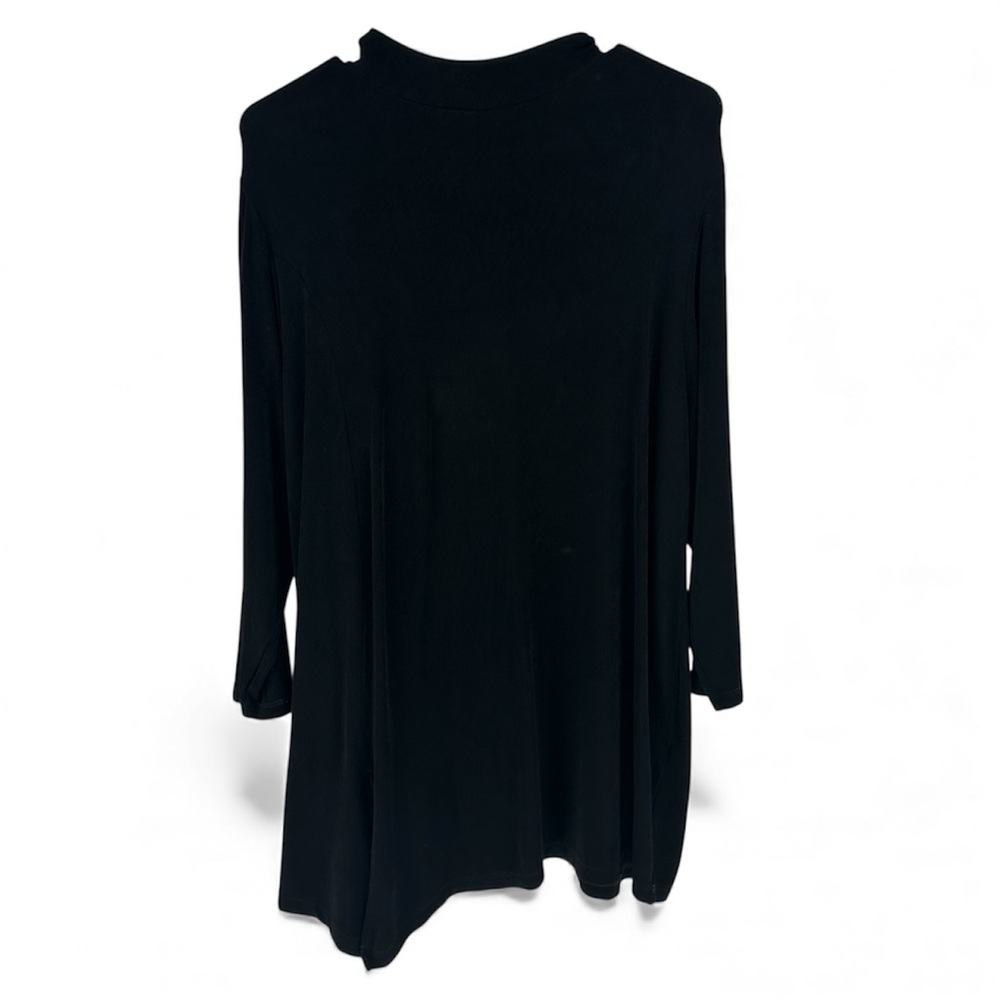 Chico’s Travelers Assymetrical Slinky Tunic Shirt Sz 3 XL Black Comfort Stretch